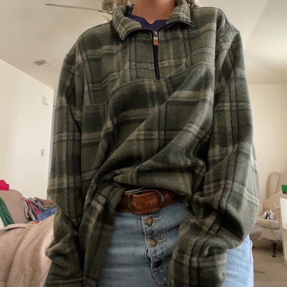SOLD 🌞 John Wayne stock supply co fleece flannel quarter zip